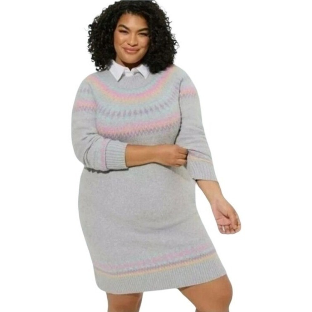 Torrid Gray Mini Vegan Cashmere Mock Neck Soft Cozy Sweater Dress Size 2 2X NWT